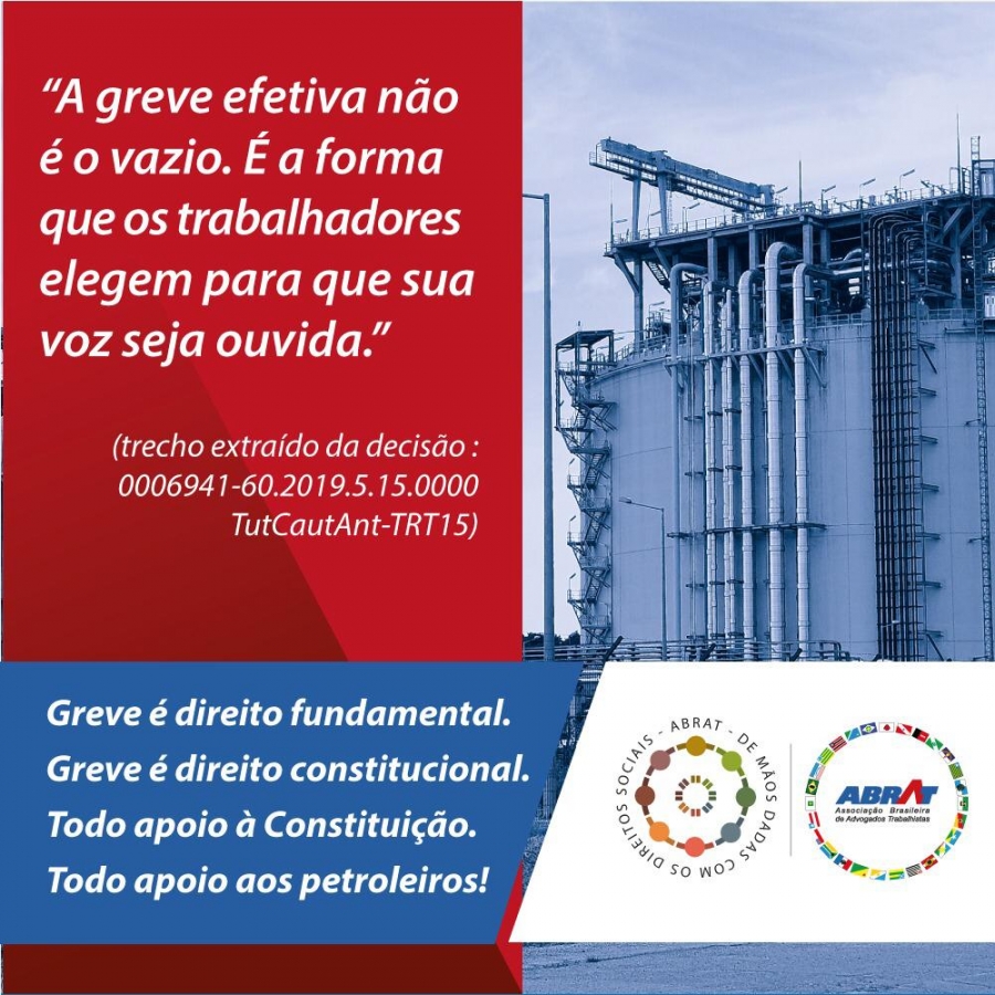 Fórum Interinstitucional de Defesa do Direito do Trabalho divulga nota em apoio aos petroleiros